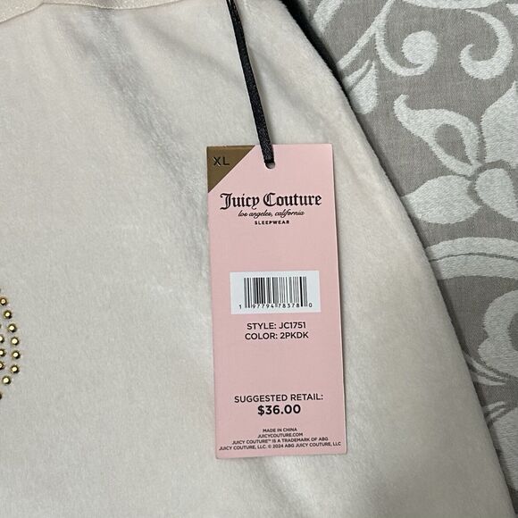 Juicy Couture Lounge Short Women XL Black Ivory 2 pk Velour Plush Bling Logo NWT - Picture 6 of 13
